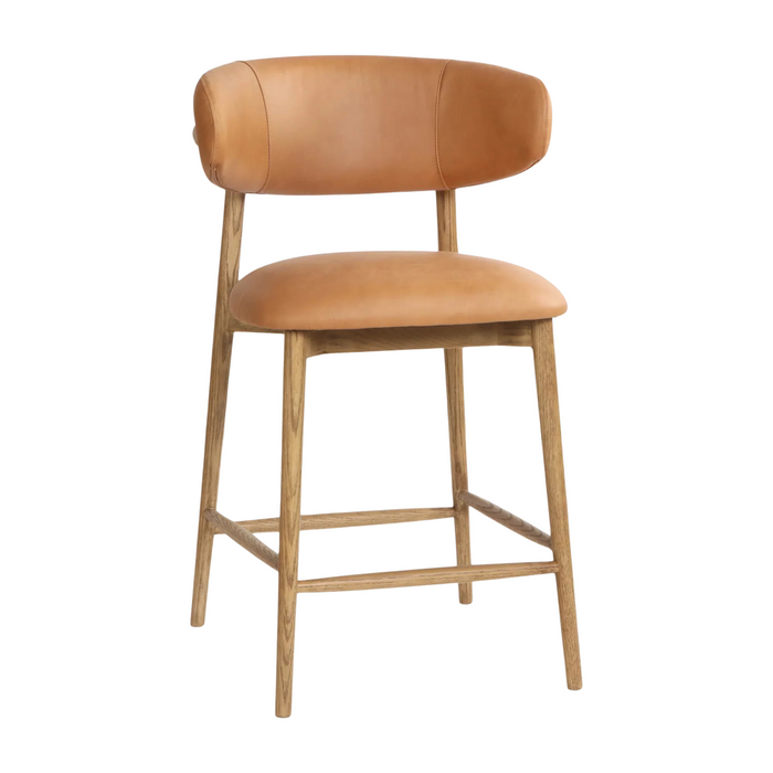 Liam Counter Stool - Brown Leather