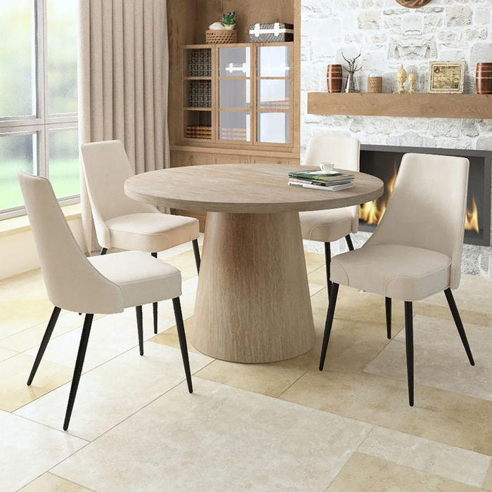 Godiva Round Pedestal Dining Table - Ivory | Hoft Home